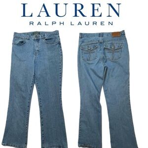 Lauren Ralph Lauren Jeans Denim Flap button closure Embroidered Classic bootcut